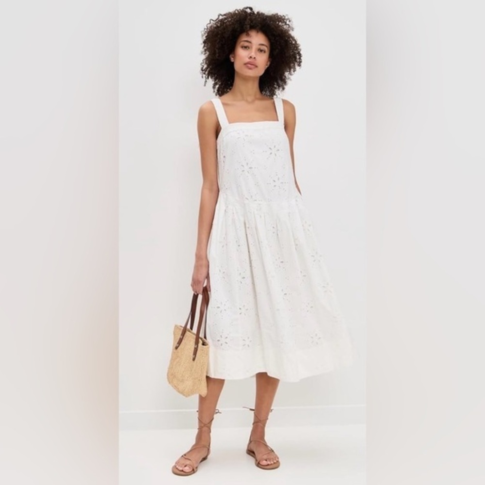 NEW Free People Primavera White Eyelet Midi Dress NWT